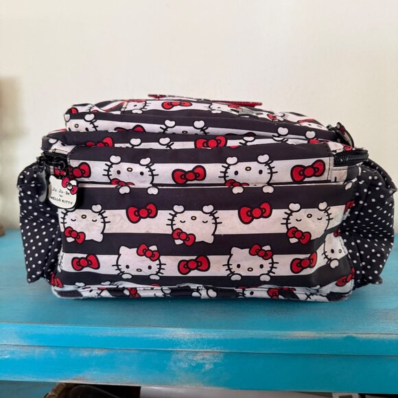 Ju-Ju-Be X Hello Kitty Red Polka Dot & Striped Backpack Diaper Bag w/ Mat - Picture 6 of 13